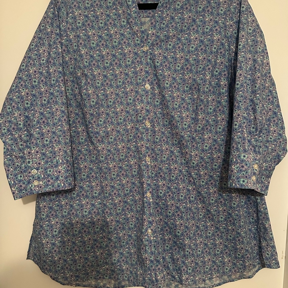 Blue and Purple Floral Button Down Shirt